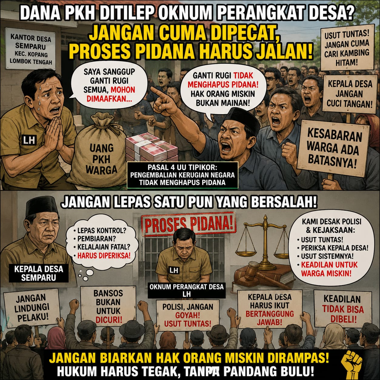 Oknum Perangkat Desa Diduga Gelapkan Dana Bansos PKH Warga Desak APH Tegakkan Keadilan